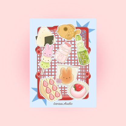 Japan Food Sticker Pack – Pack de 8 Stickers Kawaii Nourriture Japonaise Liviaa.studio