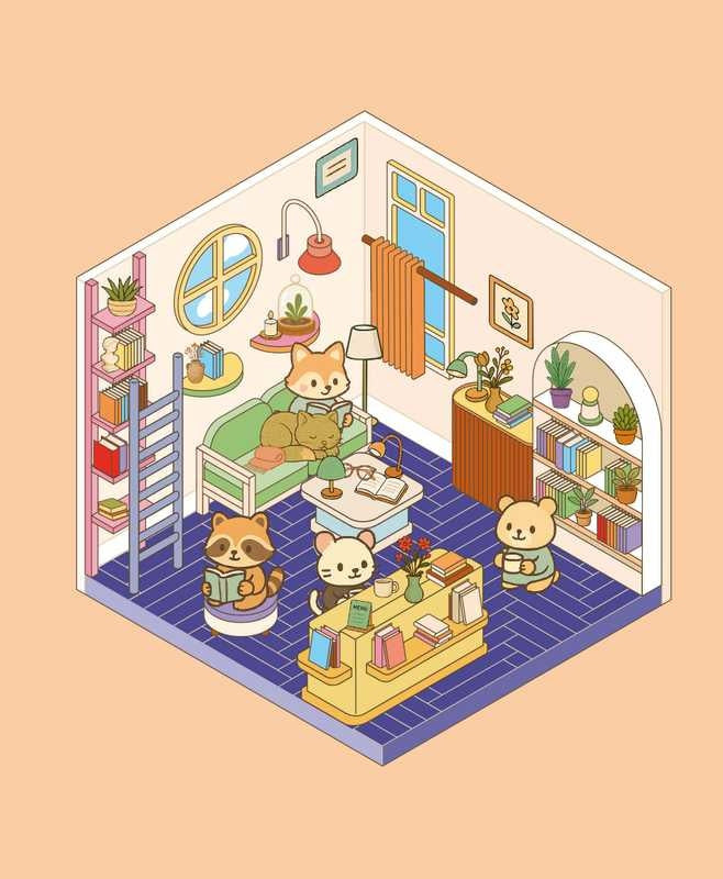 Cozy Stickers – Ma Petite Librairie | 700 stickers repositionnables & 7 scènes à créer Editions Marabout