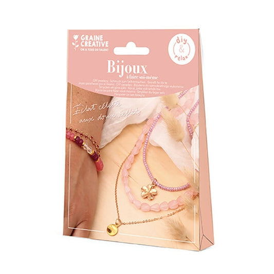 Kit Bijoux DIY & Relax Quartz – Création Bijoux Quartz Rose & Doré GRAINE CREATIVE