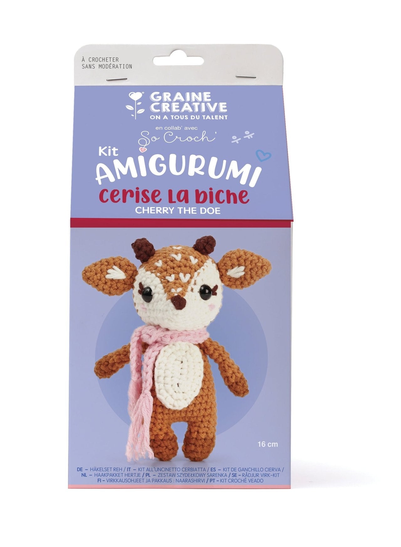 Kit crochet pour réaliser une biche amigurumi kawaii