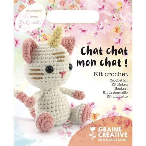 Kit Crochet Amigurumi Chat Licorne – Loly le Chat Licorne 15 cm GRAINE CREATIVE
