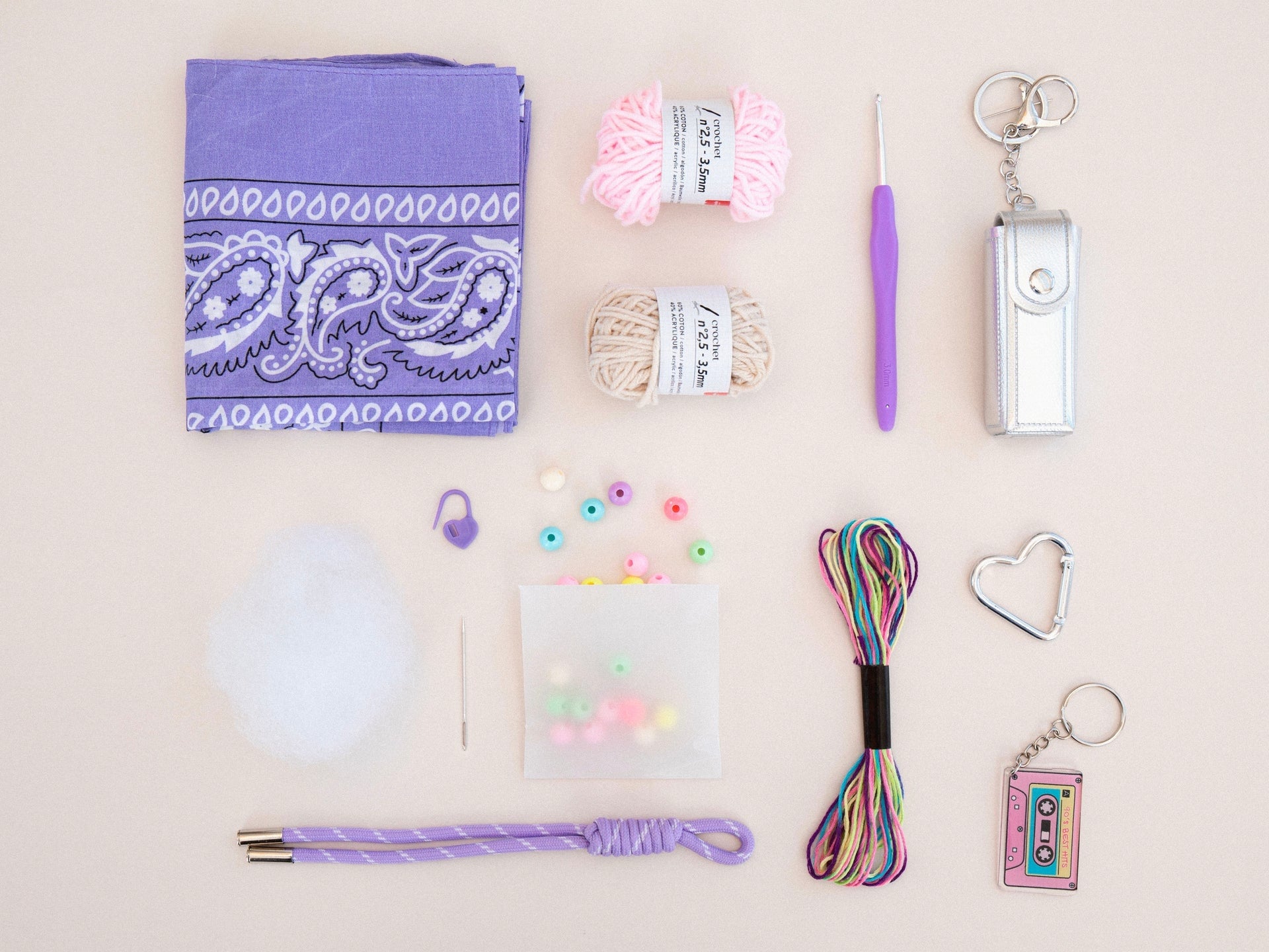 Coffret DIY avec crochet, coton, notice et tutoriel vidéo inclus