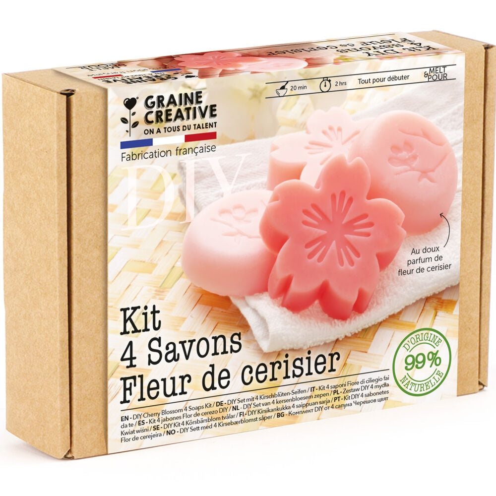 Kit DIY 4 Savons Fleur de Cerisier – Atelier Savons Sakura à Fabriquer GRAINE CREATIVE