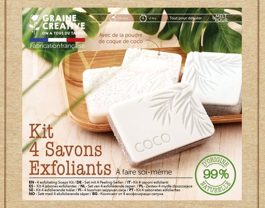 Kit DIY 4 savons exfoliants noix de coco – Savons naturels à fabriquer soi-même Graine Créative GRAINE CREATIVE