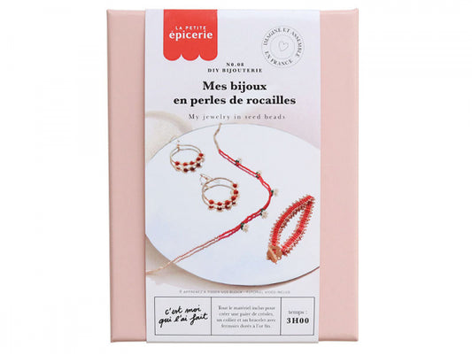 Kit DIY Bijouterie – Mes Bijoux en Perles de Rocailles Rouges Collier, Bracelet & Boucles d’Oreilles LA PETITE EPICERIE