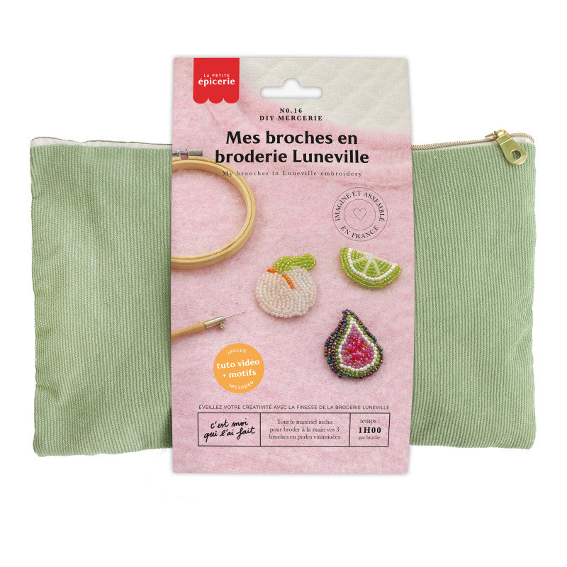 Kit complet pour créer des broches en broderie Lunéville