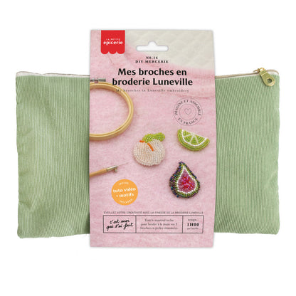 Kit complet pour créer des broches en broderie Lunéville