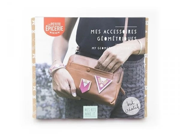 Coffret créatif pour fabriquer une manchette et deux broches géométriques