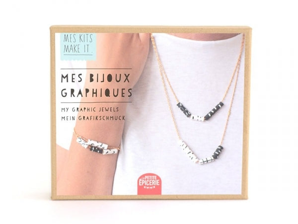 Coffret DIY pour créer des bijoux graphiques en pâte polymère