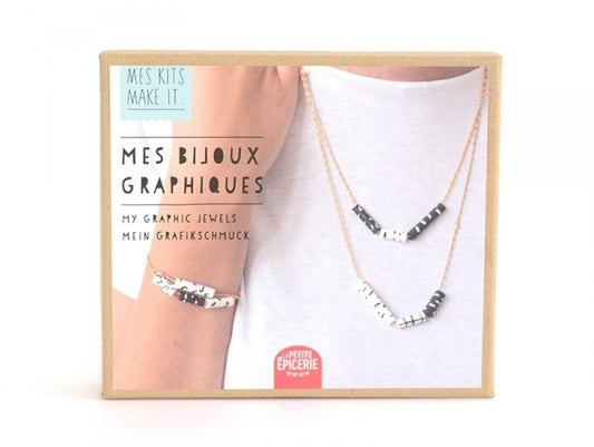Coffret DIY pour créer des bijoux graphiques en pâte polymère