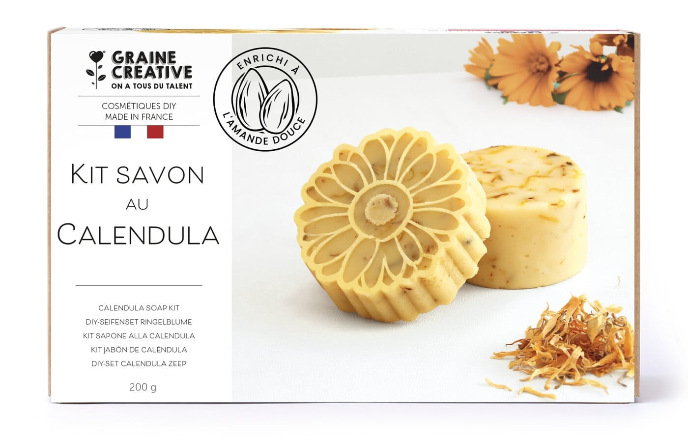 Kit DIY Savons au Calendula & Amande Douce – Savons artisanaux à fabriquer soi-même GRAINE CREATIVE