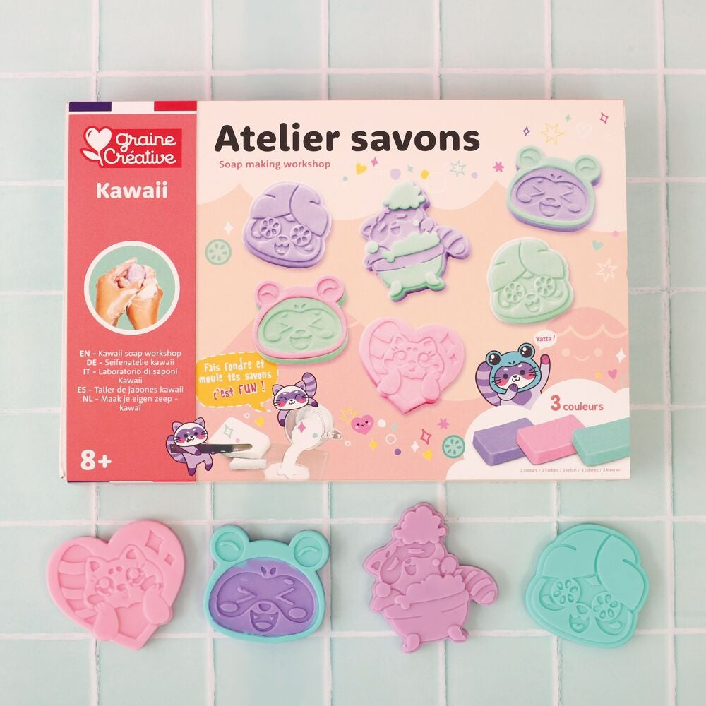 Coffret Atelier de Savons Kawaï – Kit DIY Savons Ratons Laveurs GRAINE CREATIVE