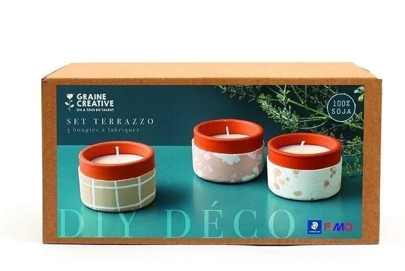 Kit FIMO Home Déco – Créez 3 Bougeoirs DIY Effet Terre Cuite GRAINE CREATIVE