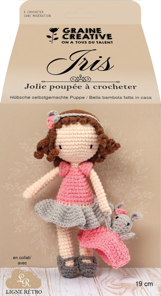 Kit Jolie Poupée à Crocheter Iris – Graine Créative x Ligne Rétro | Amigurumi DIY GRAINE CREATIVE