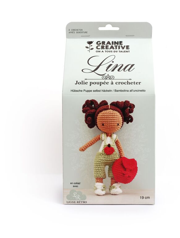 Kit Jolie Poupée à Crocheter Lina – Graine Créative x Ligne Rétro | Amigurumi DIY GRAINE CREATIVE