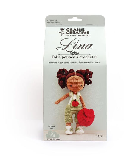 Kit Jolie Poupée à Crocheter Lina – Graine Créative x Ligne Rétro | Amigurumi DIY GRAINE CREATIVE