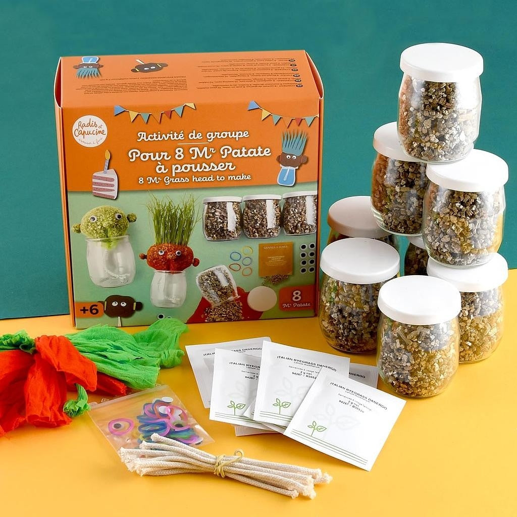 Kit Créatif Monsieur Patate – 8 Têtes à Faire Pousser | Activité Anniversaire Enfant Radis et Capucine