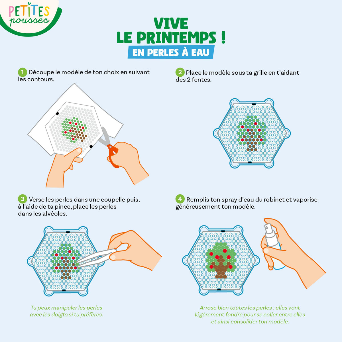 Kit complet de perles à eau avec grille pince vaporisateur et perles colorées