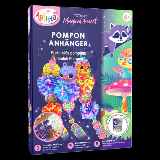Kit Créatif Porte-clés Pompons Oiseaux – Créez 3 Pendentifs à Personnaliser Artista
