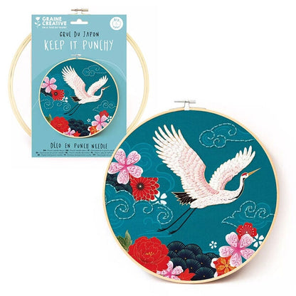 Kit Punch Needle Grue du Japon – Broderie Japonaise DIY 25 cm GRAINE CREATIVE