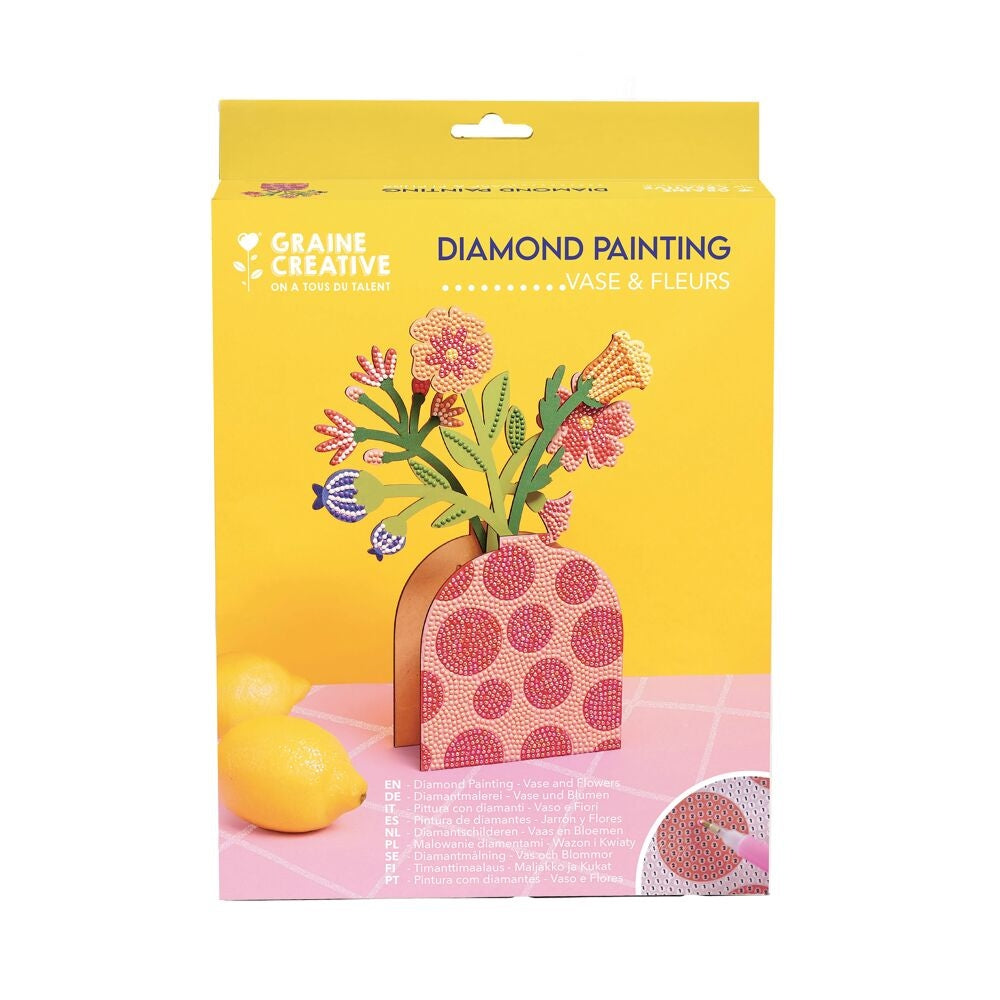 Kit DIY vase et fleurs rouges à décorer avec des strass scintillants