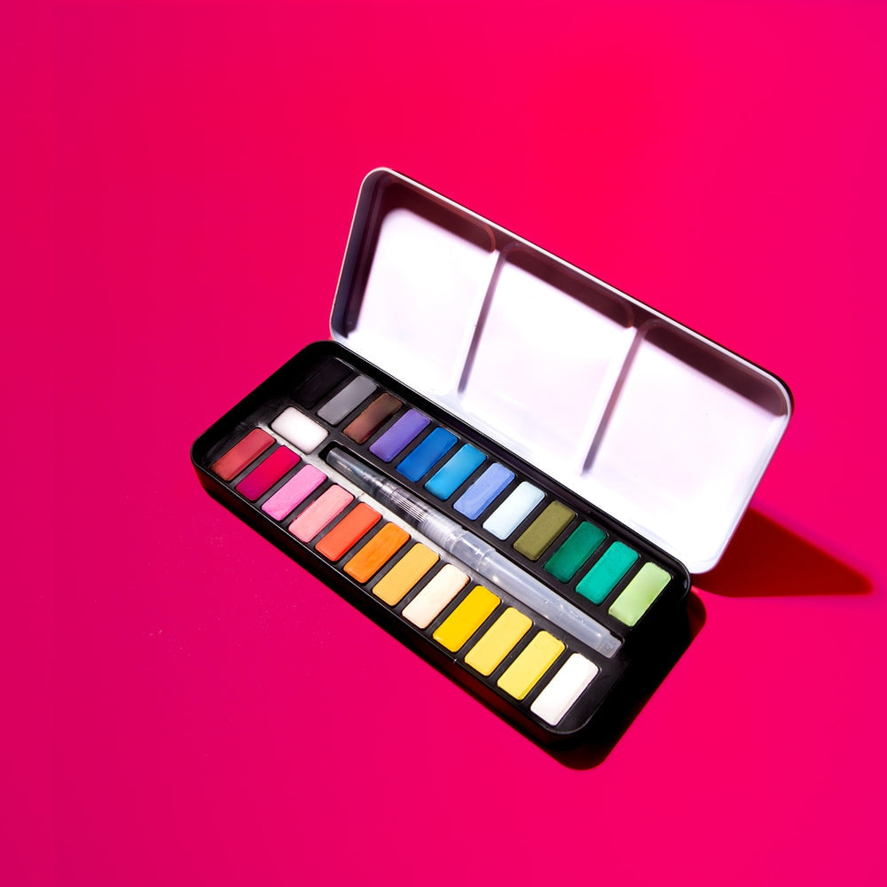 OMY – Kit Aquarelle nomade 24 couleurs avec pinceau réservoir – Dès 6 ans omy