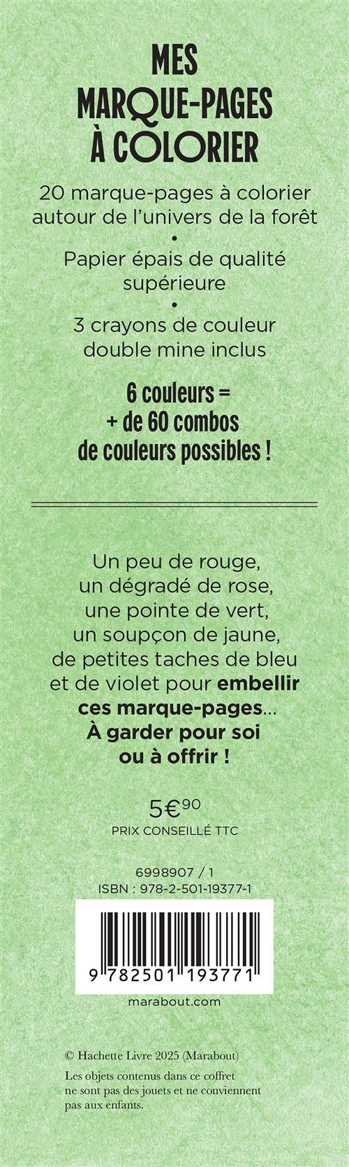 Mes marque-pages à colorier Balade en forêt – Kit créatif avec crayons inclus Editions Marabout