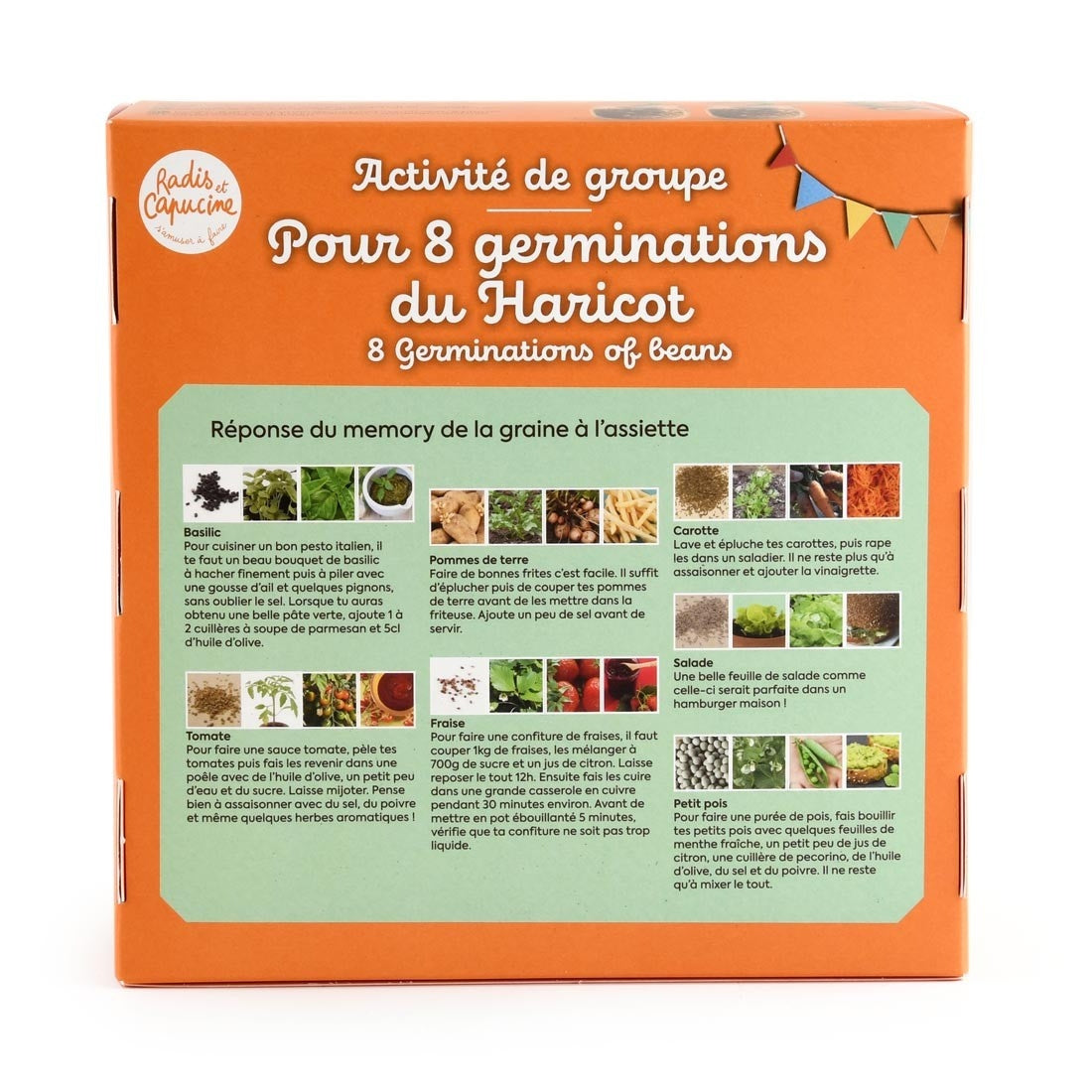 Kit Germination du Haricot – Activité Anniversaire Nature pour 8 Enfants | Made in France Radis et Capucine