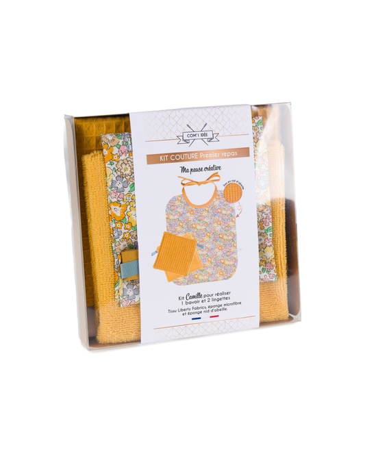 Kit couture bavoir bébé &amp; lingettes – Liberty Fabric Com'1 Idée