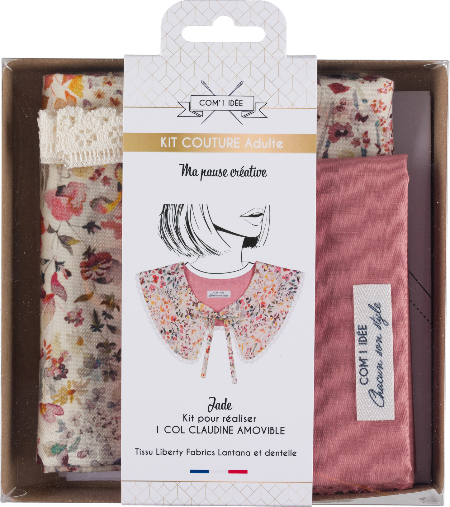 Kit couture col Claudine Jade – Col amovible rétro chic en Liberty Com'1 Idée