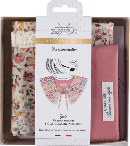 Kit couture col Claudine Jade – Col amovible rétro chic en Liberty Com'1 Idée
