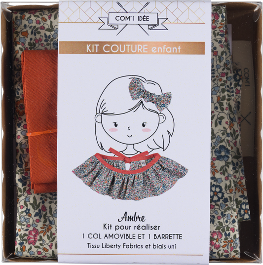 Kit couture col Pierrot enfant Ambre – Col Liberty & barrette assortie Com'1 Idée