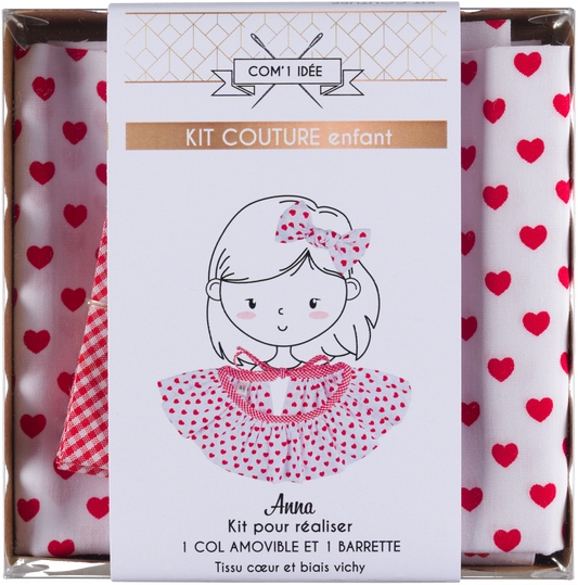 Kit couture col Pierrot enfant Anna – Col fantaisie & barrette assortie Com'1 Idée