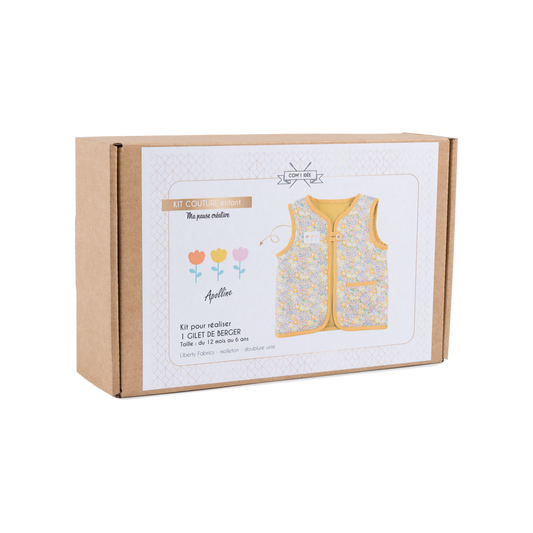 Kit couture gilet berger fille Apolline – Gilet sans manches Liberty enfan Com'1 Idée