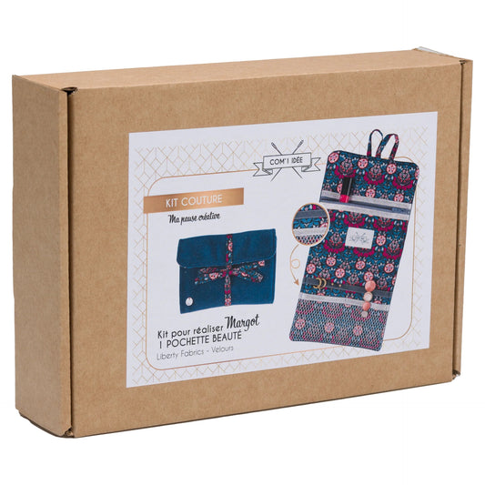 Kit Couture Pochette Beauté “Margot” – Liberty & Velours DIY pour Bijoux et Voyage Com'1 Idée