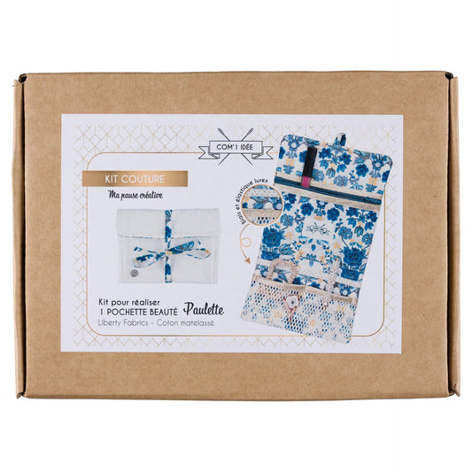 Kit Couture Pochette Beauté “Paulette” – Liberty & Matelassé Coton DIY Com'1 Idée
