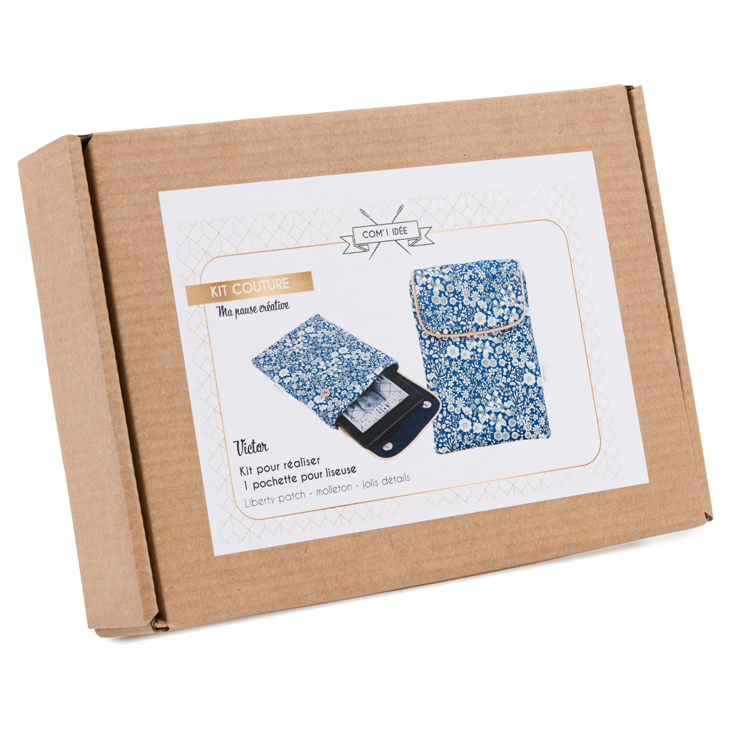 Kit couture pochette liseuse Victor – Étui fleuri rembourré pour Kindle & liseuse 6’’/7’’ Com'1 Idée