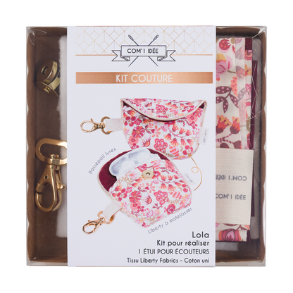 Kit couture étui pour écouteurs Lola en tissu Liberty Fabrics Com'1 Idée
