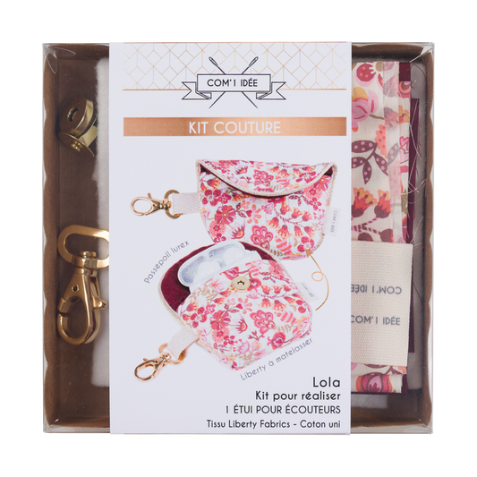 Kit couture étui pour écouteurs Lola en tissu Liberty Fabrics Com'1 Idée