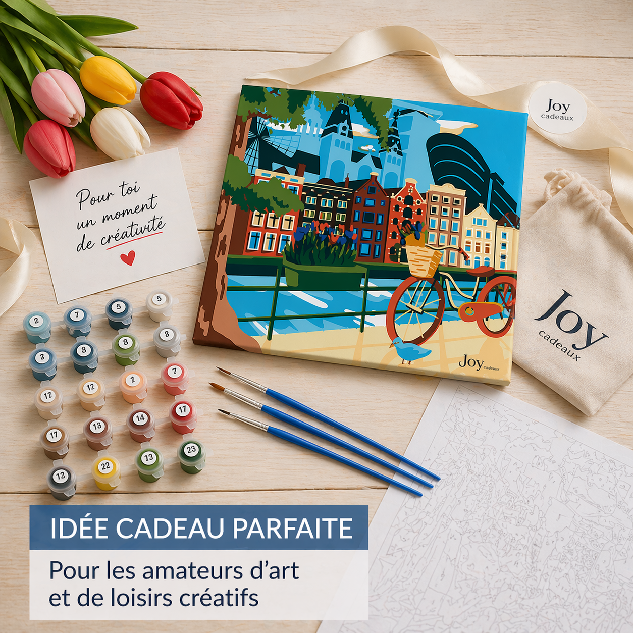 Kit Peinture par Numéros Amsterdam 30x30 cm – Activité Créative Ado & Adulte | Joy Cadeaux JOY!