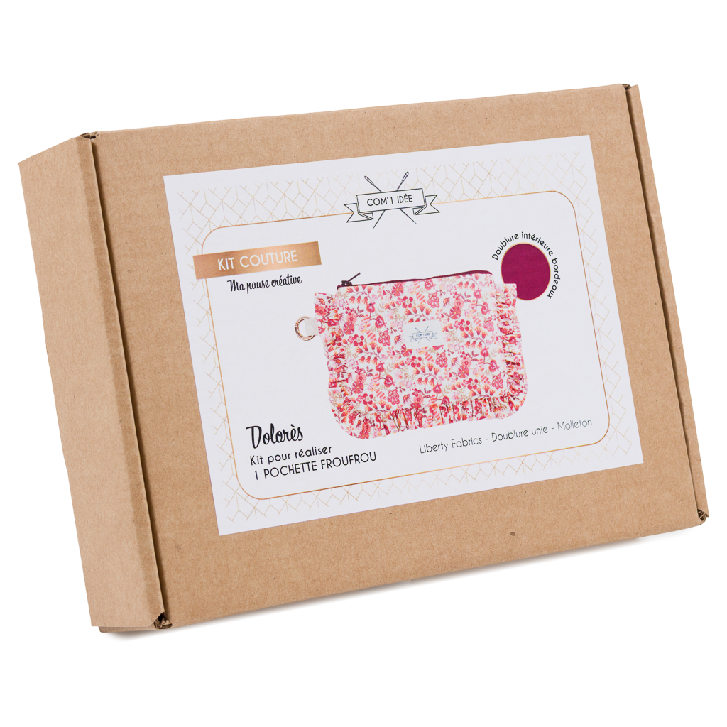 Kit pochette froufrou Dolorès – Kit couture DIY Liberty Fabri Com'1 Idée
