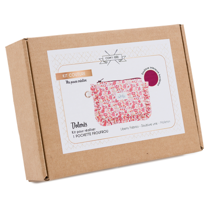 Kit pochette froufrou Dolorès – Kit couture DIY Liberty Fabri Com'1 Idée