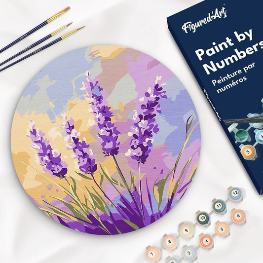 Peinture par Numéro sur Disque en bois - Lavande Figured'art