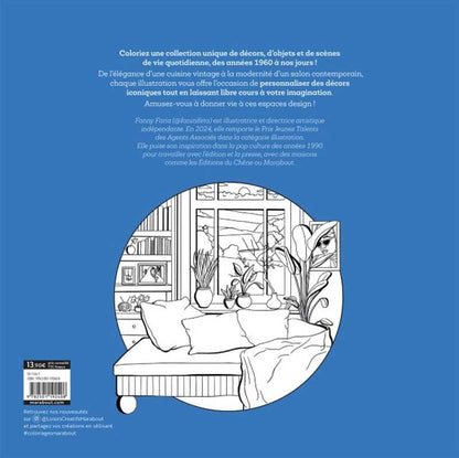 Livre coloriage design intérieur vintage et moderne