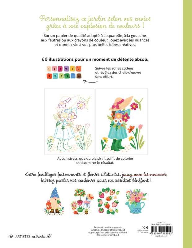 Livre coloriage fleurs jardin multi techniques