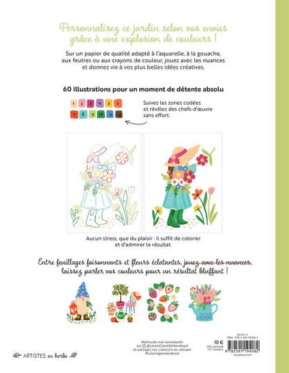 Livre coloriage fleurs jardin multi techniques