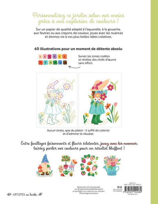 Livre coloriage fleurs jardin multi techniques