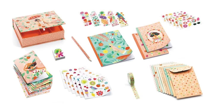 Illustrations estivales du coffret Papeterie Box Marie Djeco
