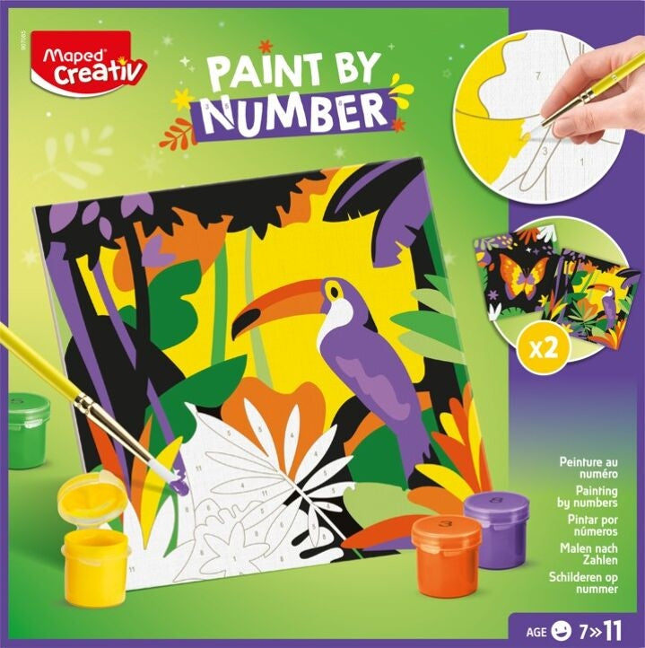 MAPED Creativ – Peinture au numéro Jungle Perroquet & Papillon – Kit créatif enfant dès 7 ans Maped