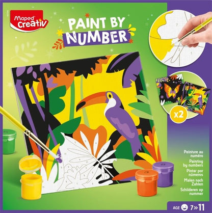 MAPED Creativ – Peinture au numéro Jungle Perroquet & Papillon – Kit créatif enfant dès 7 ans Maped